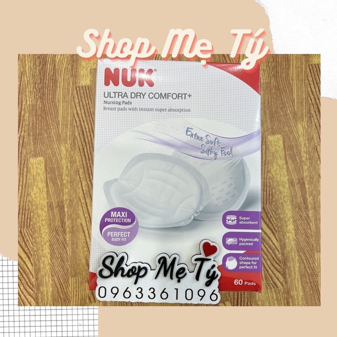(MẪU MỚI) LÓT THẤM SỮA NUK ULTRA DRY COMFORT + HỘP 60 CÁI