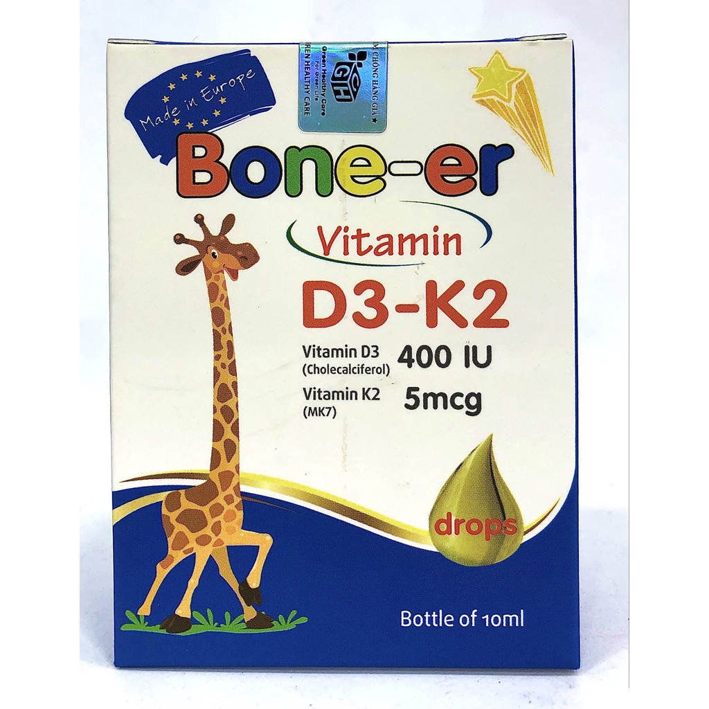 VITAMIN D3 NHỎ GIỌT BONE - ER BỔ SUNG D3 VÀ K2 CHO BÉ TỪ 0 THÁNG TUỔI LỌ 10ML NHẬP KHẨU TỪ BA LAN