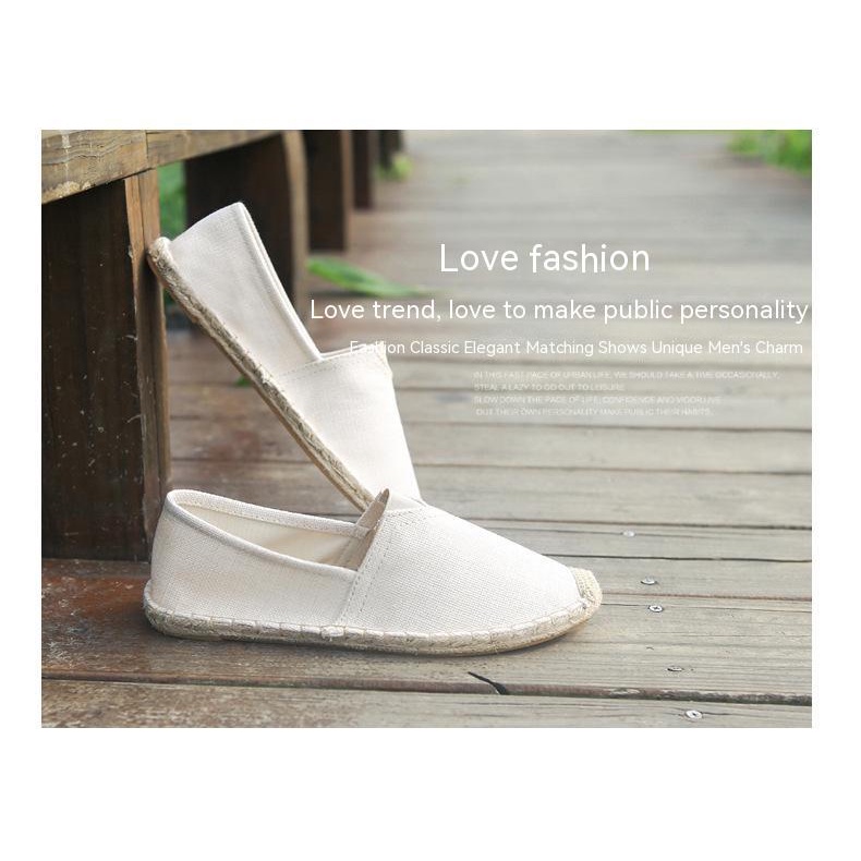 Giày Lười Vải Lanh Dệt Cói Thời Trang Nam Nữ