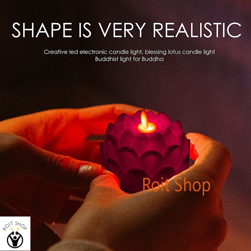 Đèn nến hoa sen điện tử trang trí - Sử dụng pin AG13  - Bộ 2 cái
