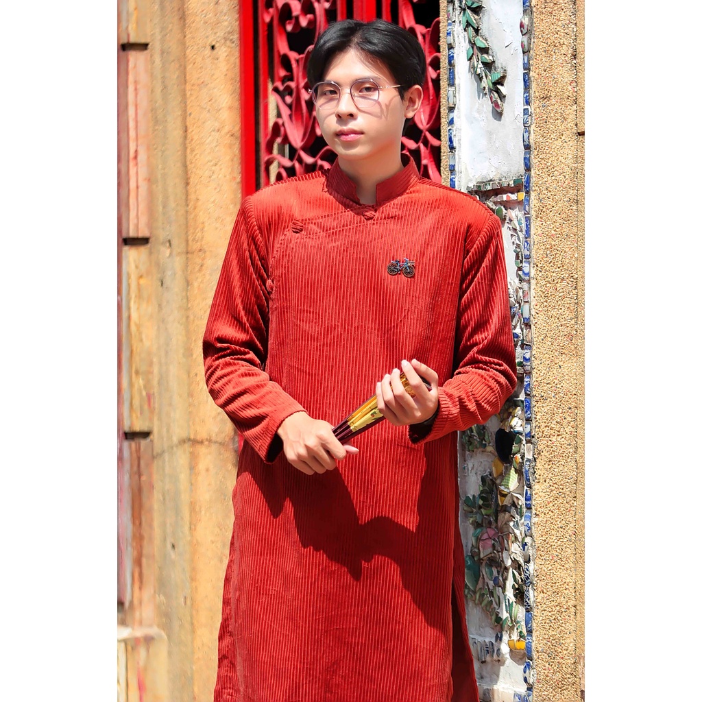 Áo dài nam cách tân màu Nâu phong cách hoài cổ