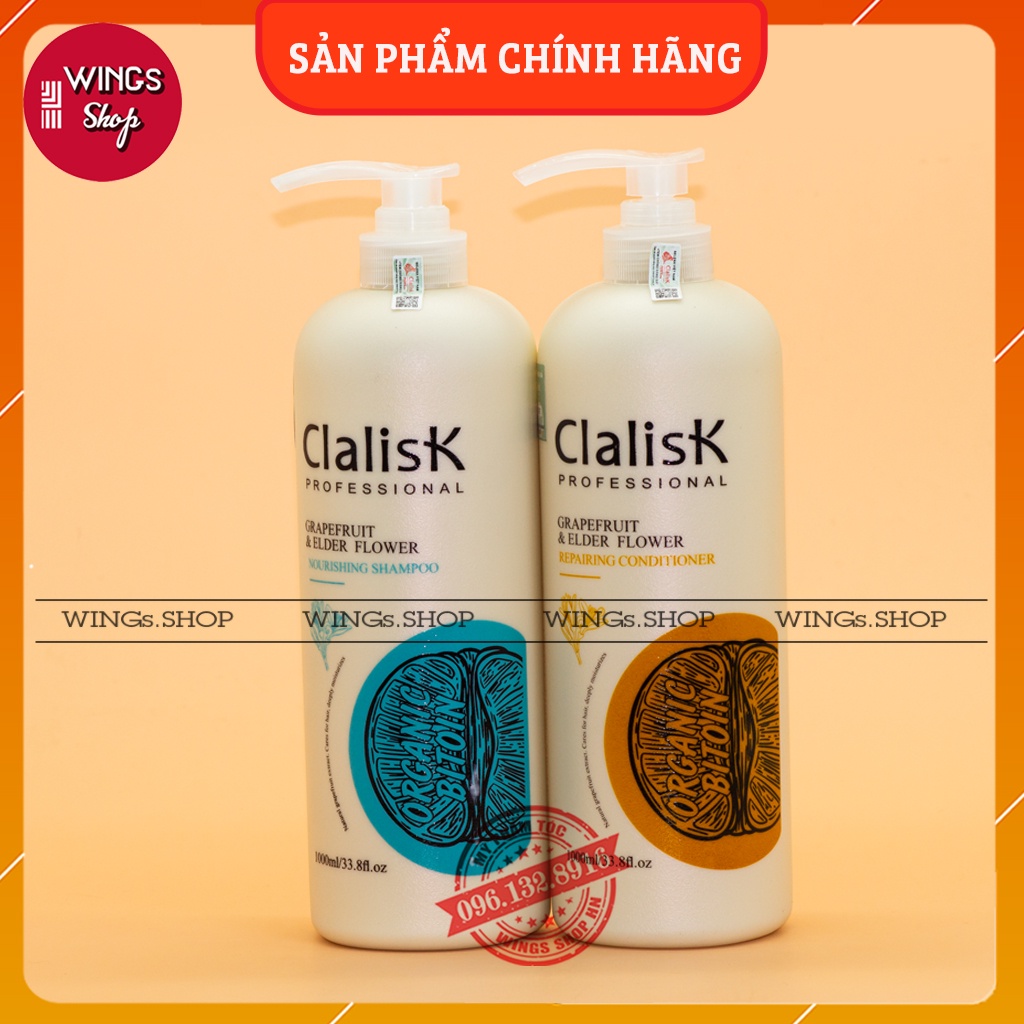 Cặp Dầu Gội Xả Bưởi Clalisk 1000ml | Giảm Rụng Tóc, Phục Hồi Tóc Hư Tổn, Khô Xơ | Hàng Chính Hãng