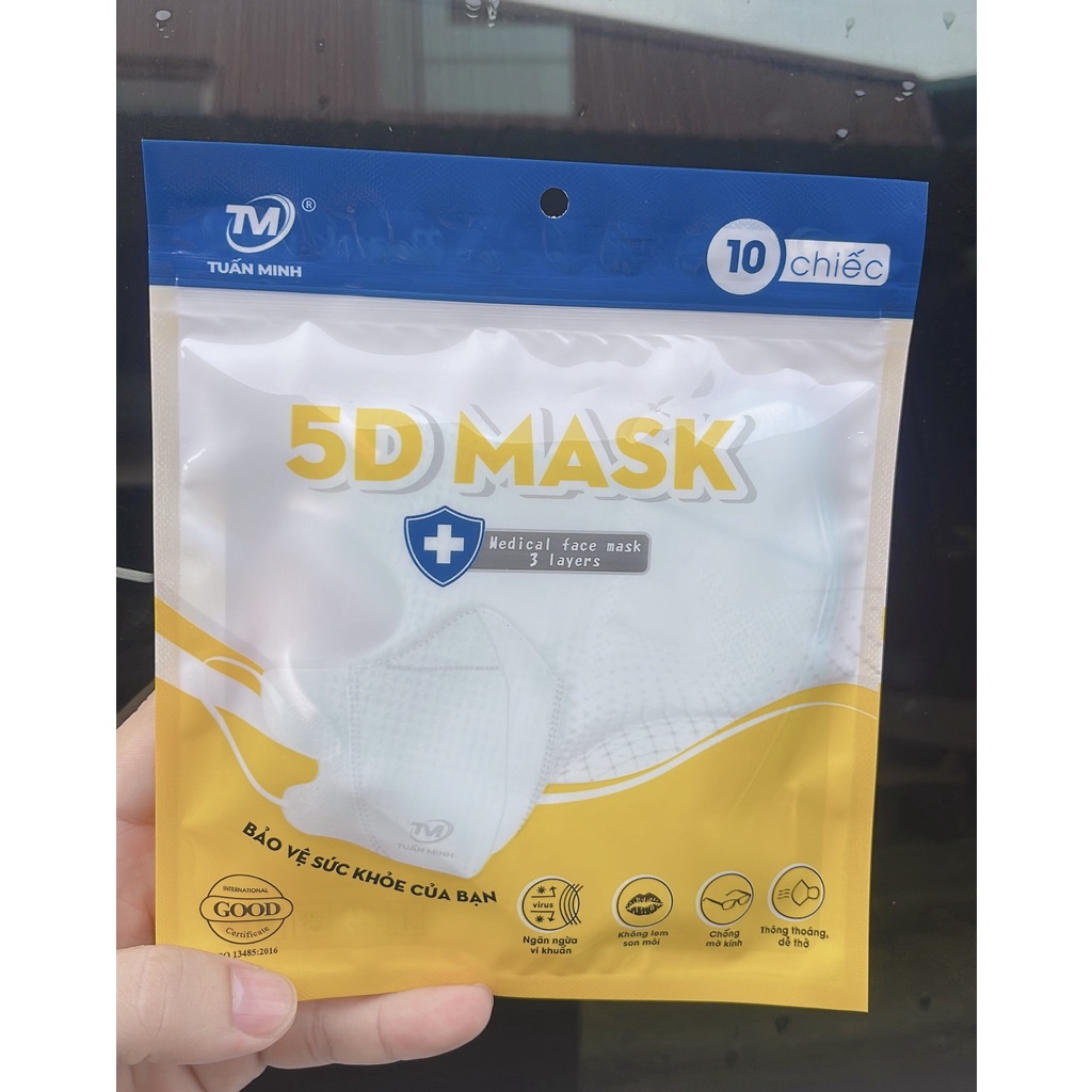 Sỉ 1 thùng  khẩu trang y tế 5D Tuấn Minh Chính Hãng kháng khuẩn Hottrend 2022, Thoáng Khí Không Đau Tai