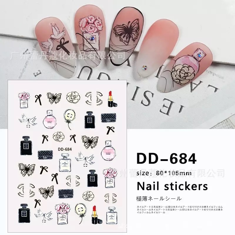 Sticker hoa Trắng trang trí móng siêu xinh