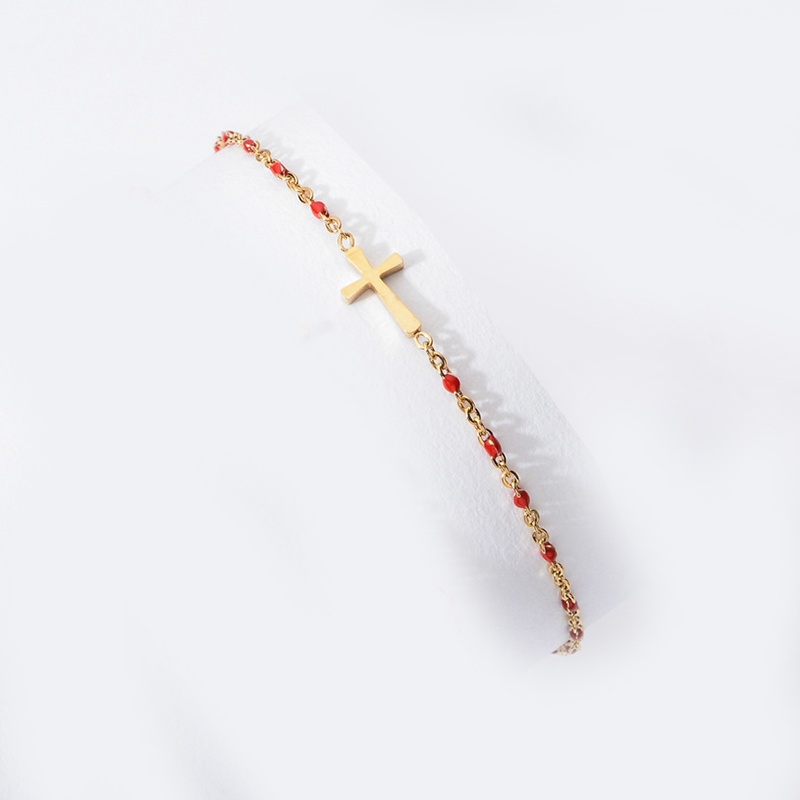 Vòng Đeo Tay Thép Không Gỉ JP5 Mặt Thánh Giá Thời Trang Dành Cho Nữ