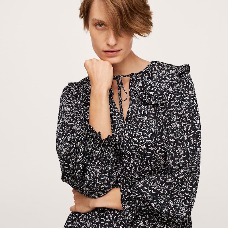 Váy Babydoll Cổ Sen hót hít Mango Auth