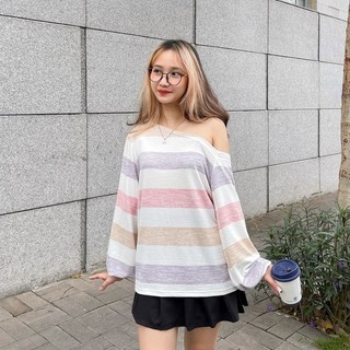 Zareen | áo len lệch vai zareen len27 - sọc