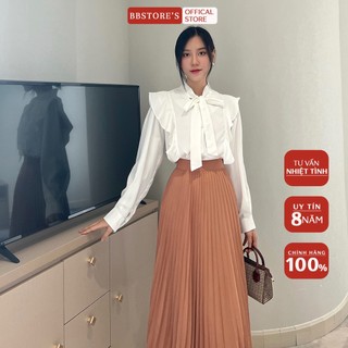 Bbstore's áo sơ mi công sở viền bèo cột nơ cổ -csa1340
