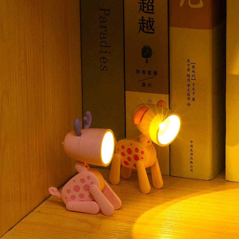 Đèn Ngủ LED Để Bàn Hình Chú Chó Nhỏ Dễ Thương Có Thể Gập Lại