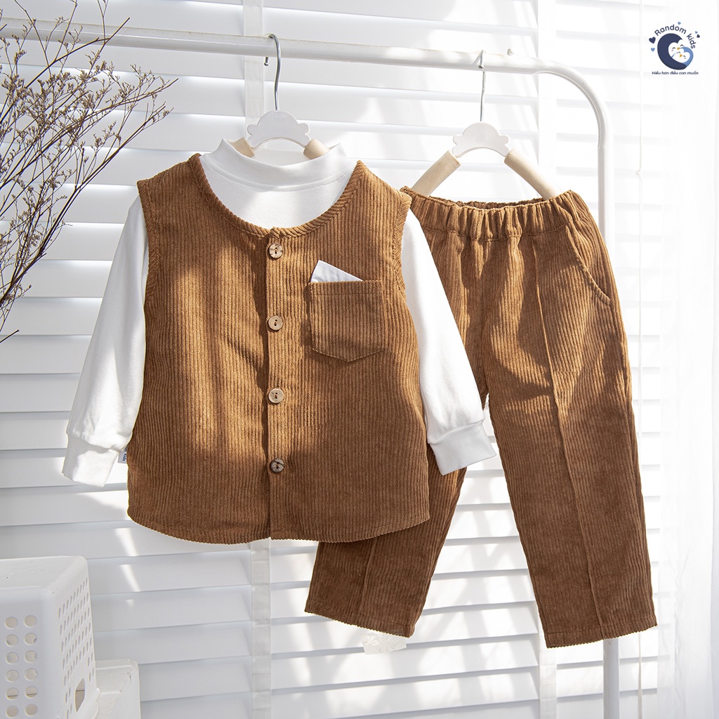 Bộ vest nhung tăm đi tiệc Random Kids cho bé trai không kèm áo giữ nhiệt