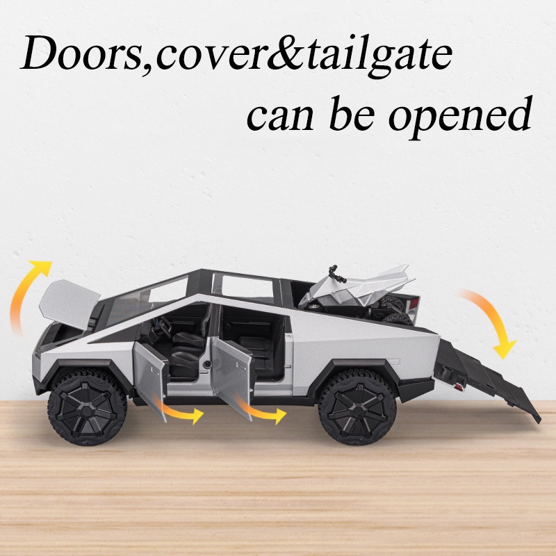 HOT WHEELS Mô Hình Xe Tải Tesla Cybertruck 1 / 24 Bằng Hợp Kim Kẽm Có Đèn Và Âm Thanh Độc Đáo Cho Bé Trai