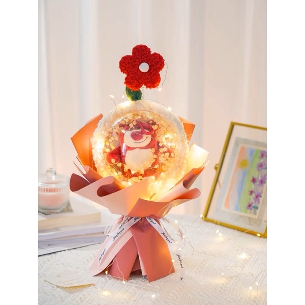 Bó Hoa Gấu Dâu Lotso/Có den, Bó Hoa Gấu Bông Teddy Xinh Xắn Kèm Hộp Giấy Quà Tặng Sinh Nhật, Quà Tặng Thầy Cô