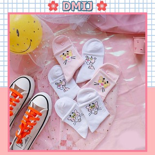 Tất nam nữ cổ cao họa tiết hoạt hình pink panther nhiều mẫu