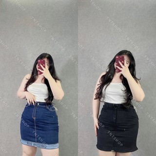 CHÂN VÁY JEAN ÔM CO GIÃN CHỮ [ TNT SHOP JEAN 60KG 90KG ]