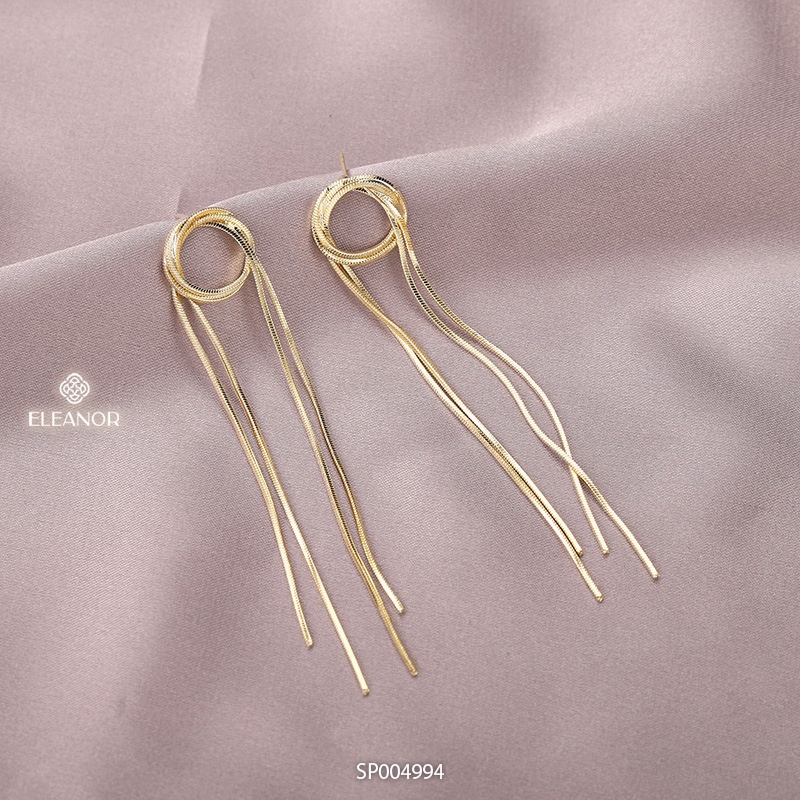 Bông tai nữ dáng dài Eleanor Accessories hình tròn phối tua rua phụ kiện trang sức 4994