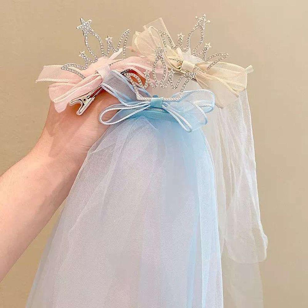 Moccho1 Kẹp Tóc Phối Lưới Hình Vương Miện Dễ Thương Xinh Xắn Cho Bé Gái