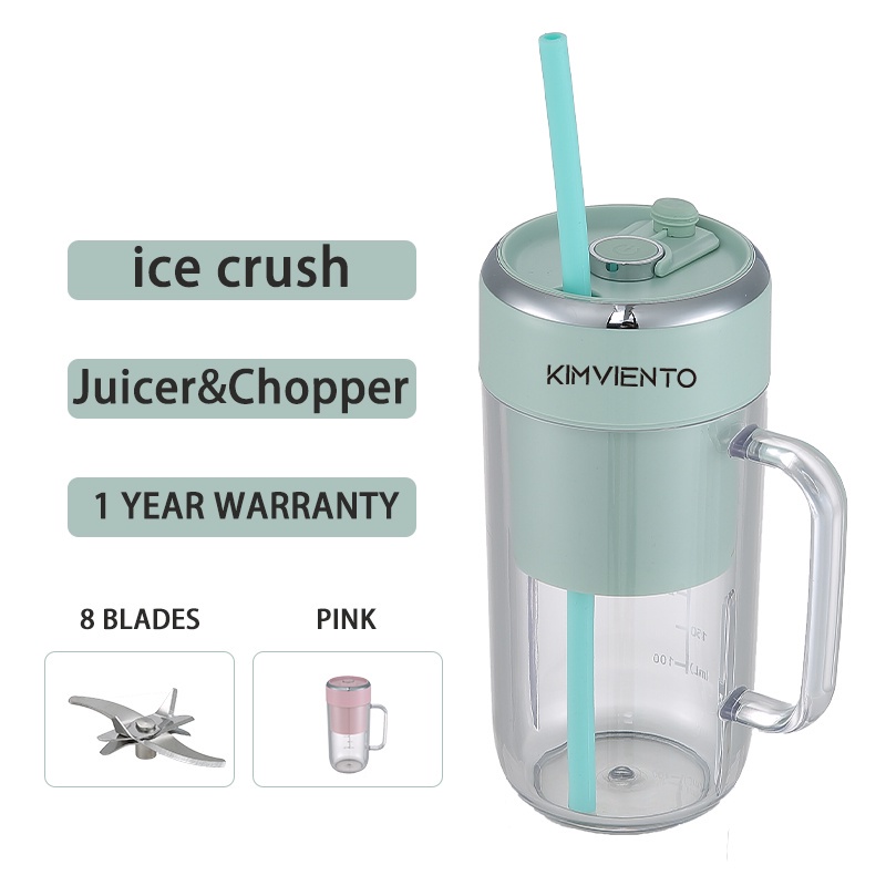 Máy Xay Sinh Tố Mini 8 Lưỡi Dao Bằng Nhựa Dày Dặn Đa Năng Kèm Sạc USB Tiện Dụng