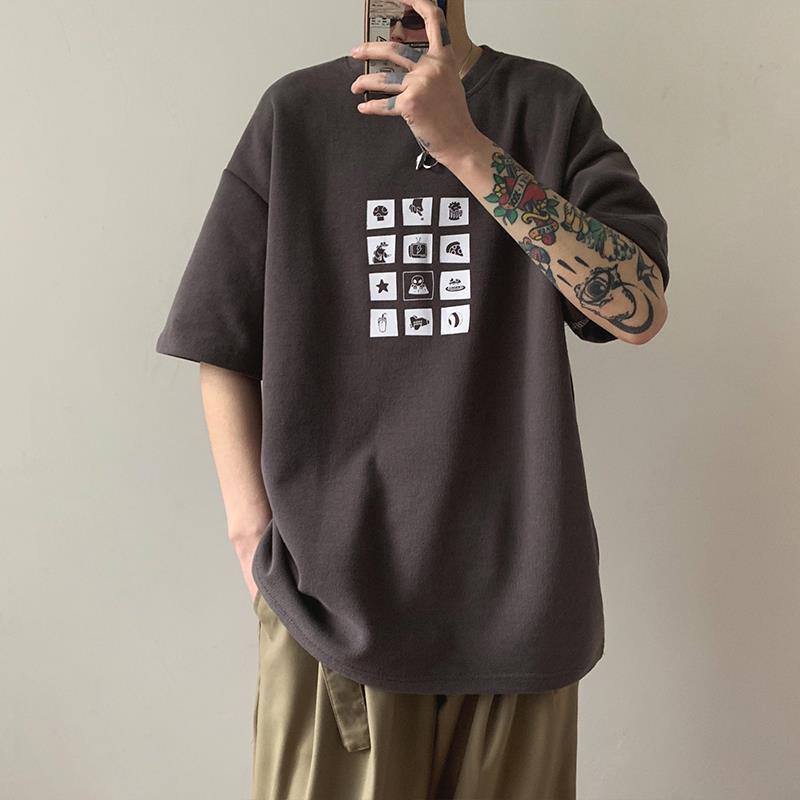 Áo Thun Tay Ngắn Dáng Rộng In Họa Tiết HattonGutto COD OOTD Phong Cách Hàn Quốc Thời Trang Cho Nam Và Nữ