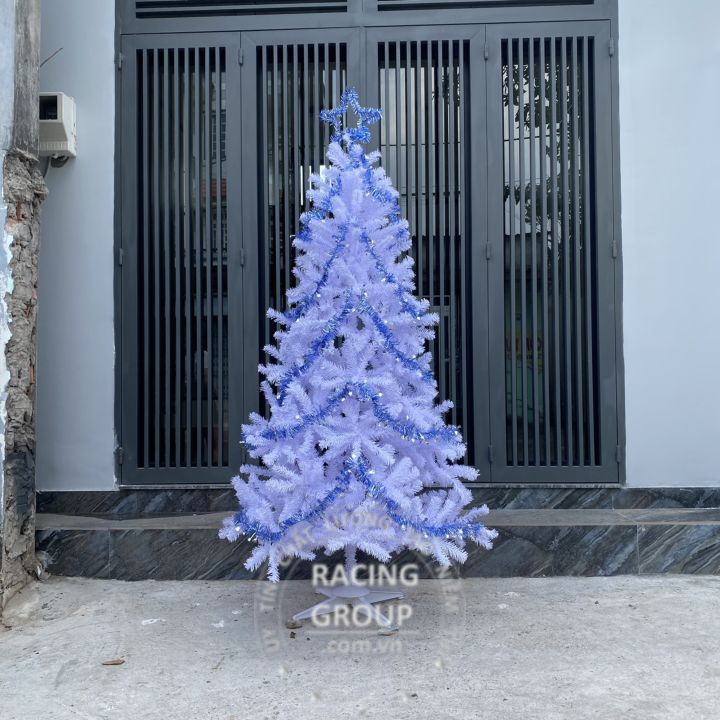 Cây thông noel 2m màu trắng 2in - cây thông noel đầu tròn tán lá dày đẹp trang trí giáng sinh noel  trong nhà ngoài trời