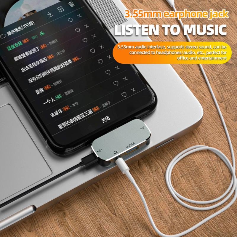 Bộ chia cổng đa năng ANKNDO 4 trong 1 jack cắm 3.55mm PD100W USB 3.0 / USB 2.0