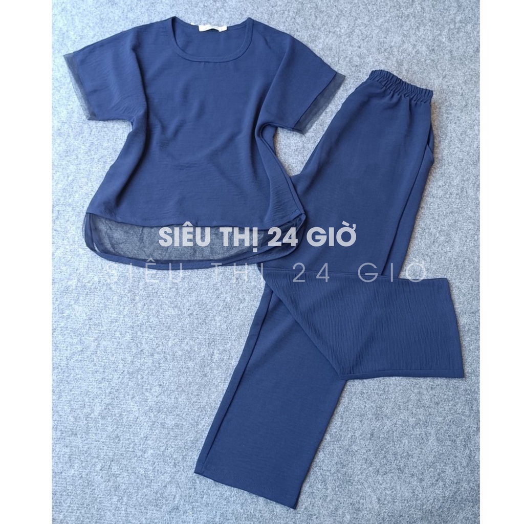 Đồ bộ trung niên mặc nhà cho mẹ Siêu thị 24 giờ chất liệu đũi mềm nhẹ thoáng mát ĐBH.27