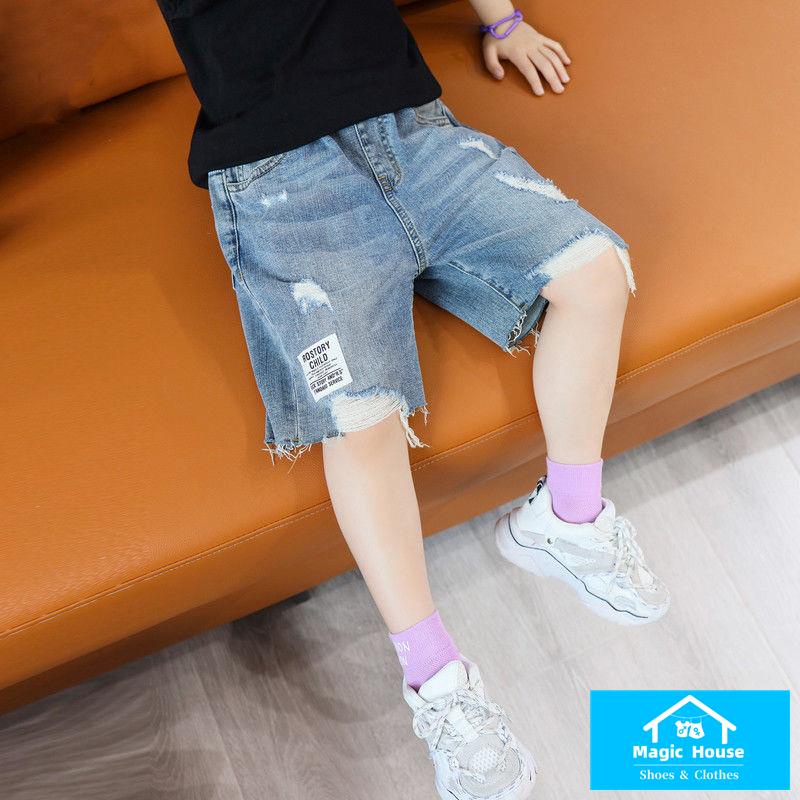 M & H ~  Quần Short Jean Rách Phong Cách Mới 2022 Cho Bé Trai