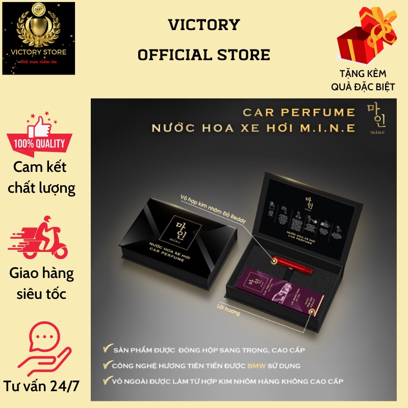 Nước hoa ô tô cao cấp Đỏ - M.I.N.E 3 mùi Gỗ ấm/Thảo mộc/Trái cây