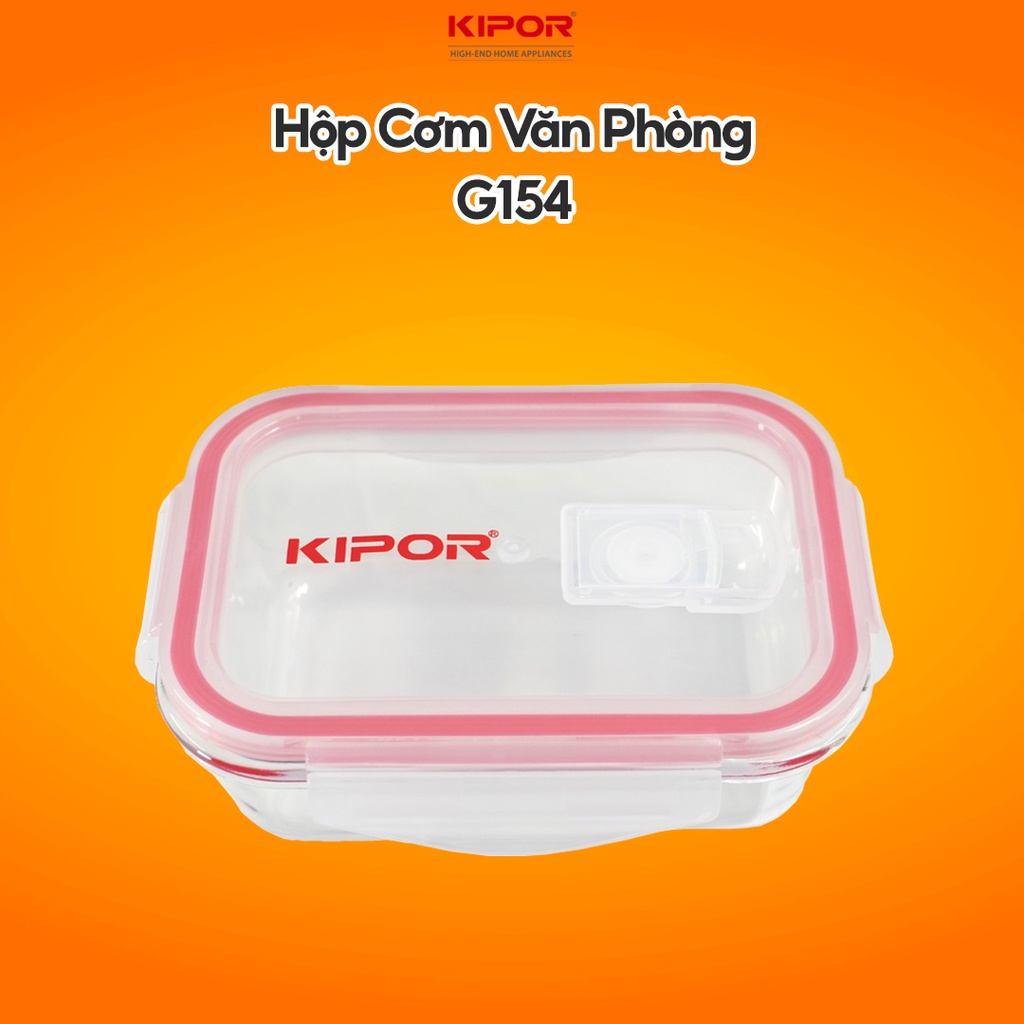 Hộp cơm văn phòng KIPOR KP-G154 - Thuỷ tinh cao cấp, dùng được trong lò vi sóng - Nhỏ gọn, tiện lợi - Hàng chính hãng