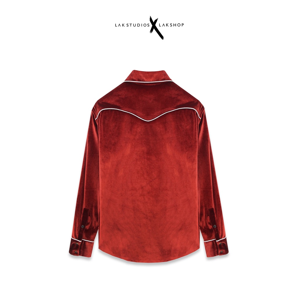 Áo sơmi nhung đỏ Lak Studios Black Velvet Western Shirt