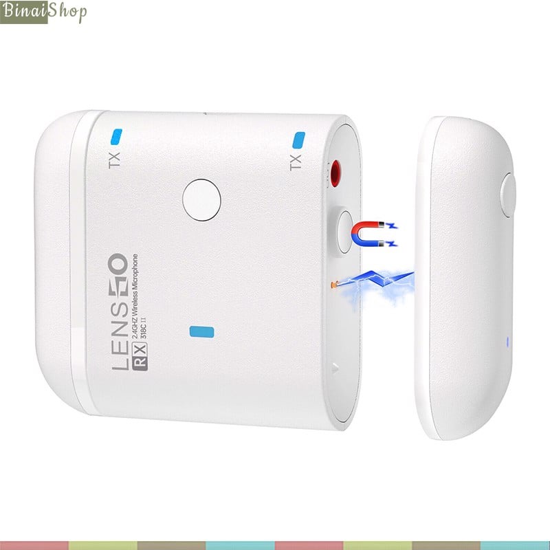Lensgo 318C II - Micro Cài Áo Không Dây 2.4GHz, Trang Bị Eco, Tích Hợp Sạc RX, Cho Smartphone, Máy Ảnh Máy Quay, Phạm Vi