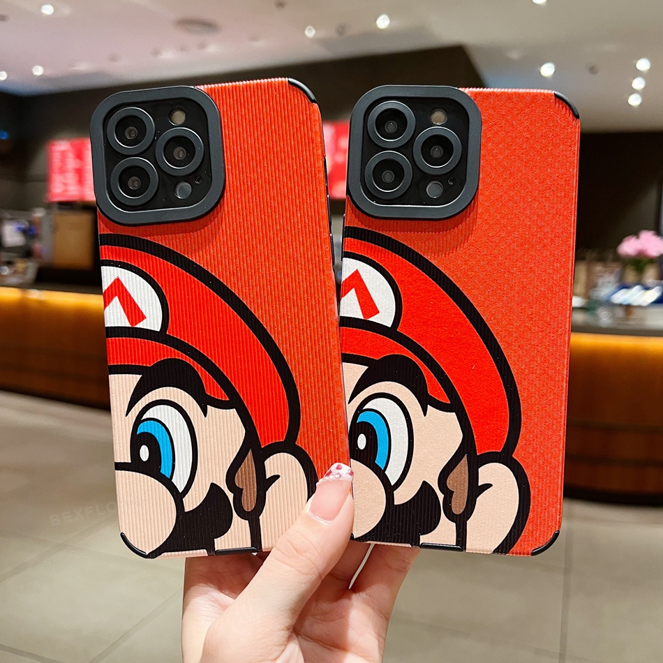 Ốp Điện Thoại Da Họa Tiết Mario Cho iPhone 11 12 13 14 Pro MAX 11Pro 12Pro 13Pro 7 8 Plus X XR XS MAX SE 2022
