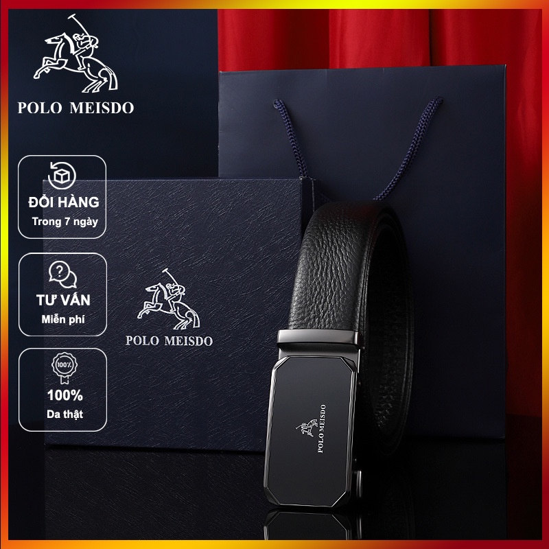 Dây nịt da nam hàng hiệu cao cấp hiệu Polo Meisdo TL09, kèm hộp giấy và túi xách sang trọng