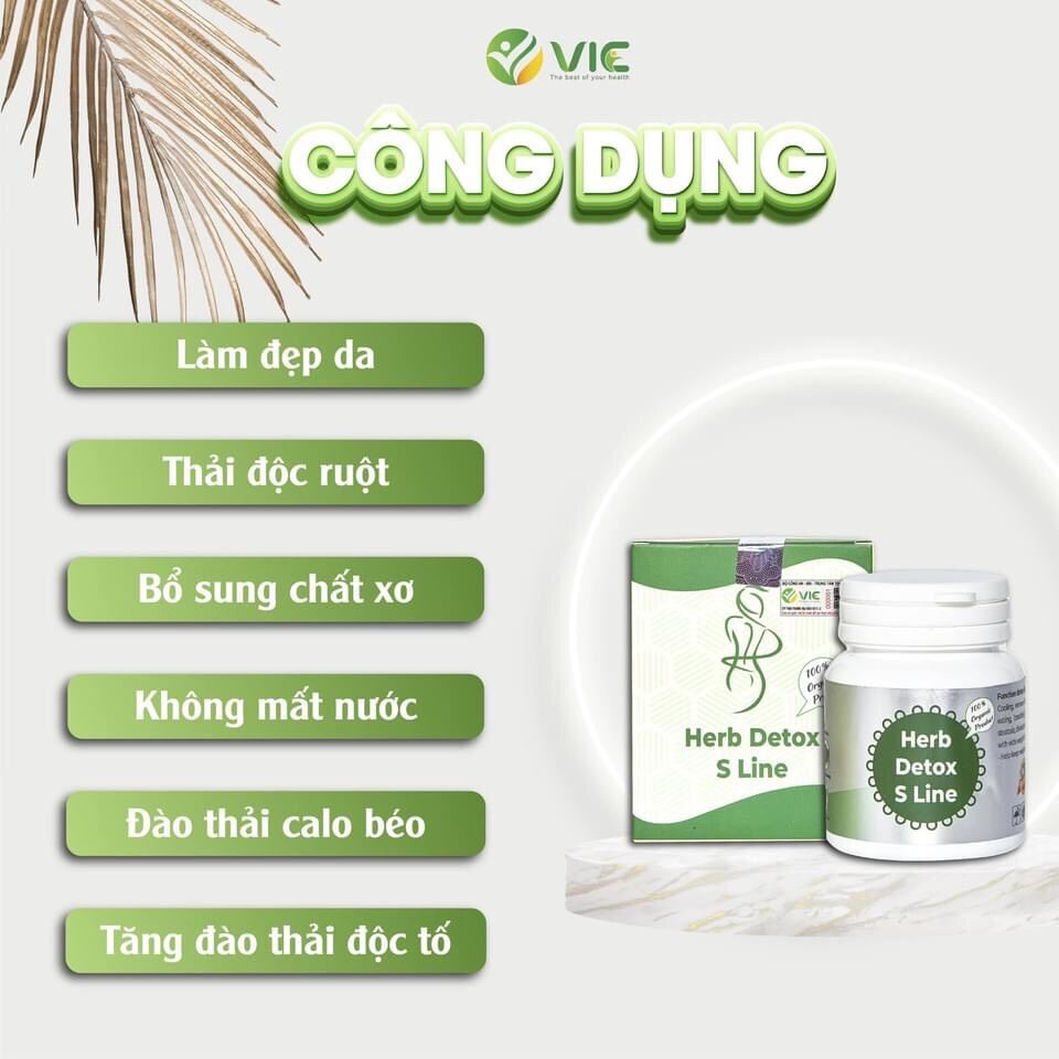 Chính Hãng- Viên Uống Detox Cell Vic Hỗ Trợ Giảm Mỡ Bụng Herb Detox S Line - Hộp 55 viên