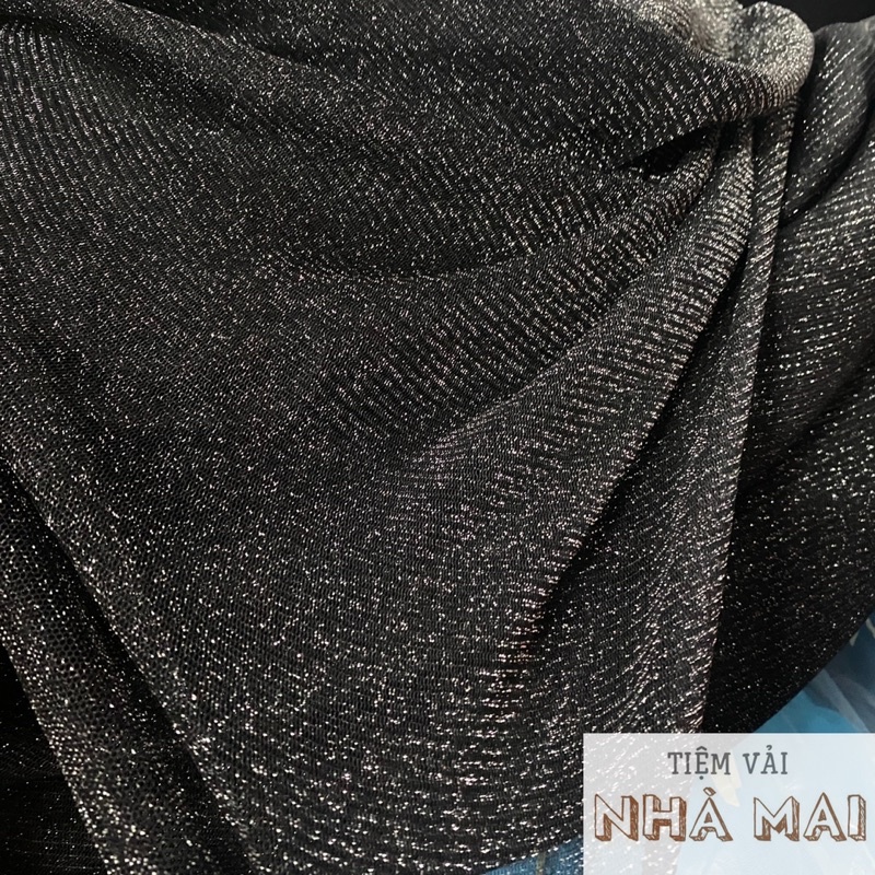 1M Lưới Thun Đen Nhũ Kim Tuyến May Đầm Body