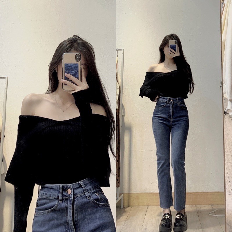 50-75KG Áo len cổ V so hot dáng xinh