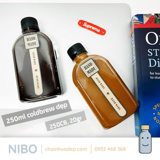 Chai nhựa dẹp 250ml coldbrew chuyên đựng trà sữa, nước ép. Chai nhựa NIBO chính hãng