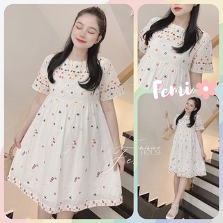 Đầm Thổ Cẩm, váy thổ cẩm, váy babydoll, đầm baby doll hoa nhí
