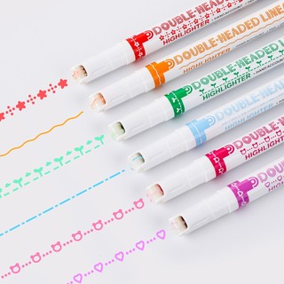 Bộ 3 / 6 Bút Lông Màu Sắc Bắt Sáng Dạng Lăn Hai Mặt Dành Cho Vẽ Đường Kẻ C7281