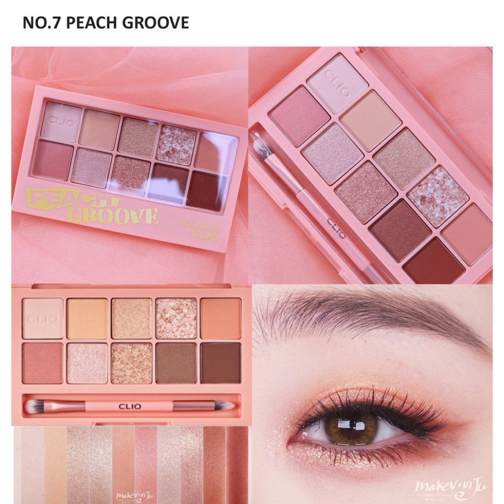 Bảng phấn mắt Clio Pro Eye Palette 10 mắt lì nhũ xinh, bám màu siêu tốt chính hãng Halomi TRANCI