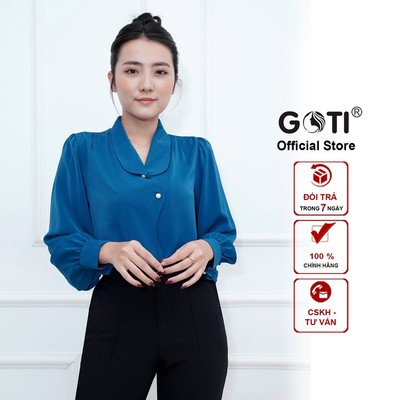 GOTI 43-67KG - Áo Sơ Mi Nữ Công Sở Tay Dài Gợn Sóng Đơn Giản Form Suông Rộng BigSize Mặc Đi Làm 3A37