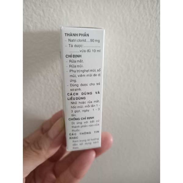 Nước muối sinh lý Nacl 0,9% chai 10ml