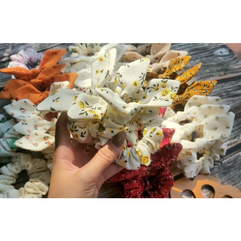 Dây cột tóc tai thỏ, scunchies tai thỏ dễ thương