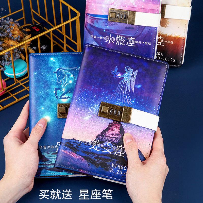 Sổ Nhật Ký Có Khóa Mật Khẩu Vân Tay Phong Cách Retro Cho Nữ