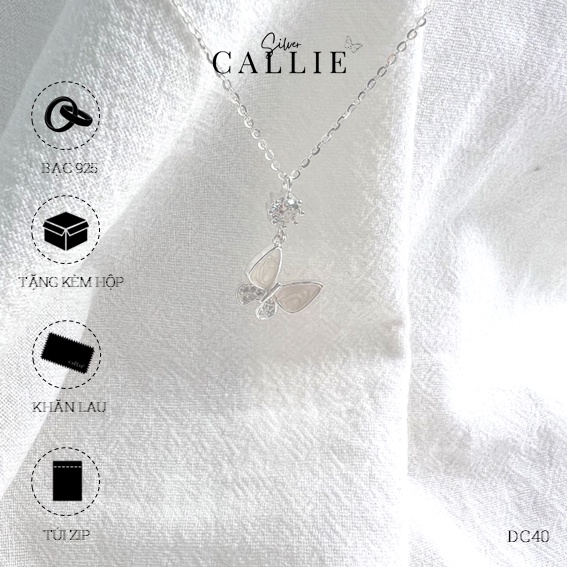DC40 - Dây chuyền bạc Calie Silver bươm bướm đính đá