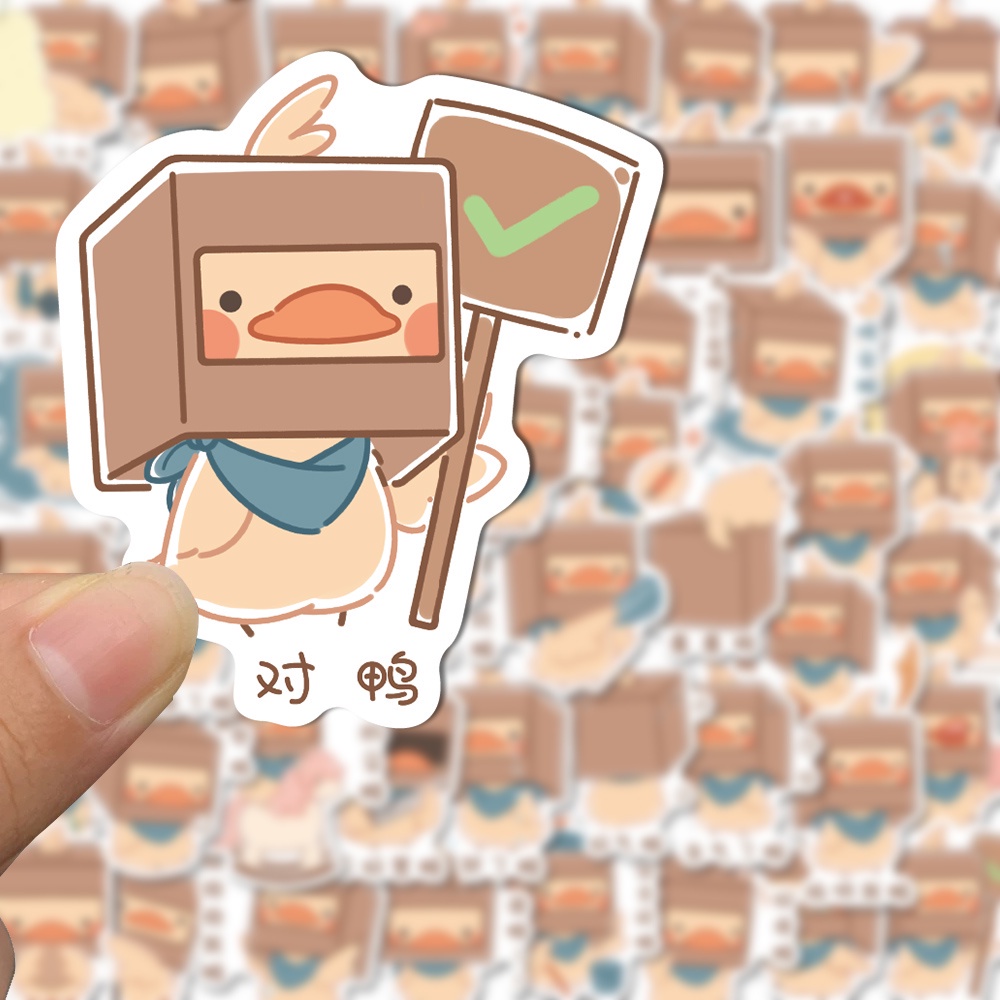 Set 50 chiếc sticker chống thấm nước VỊT NGÁO NGƠ DỄ THƯƠNG dùng trang ...