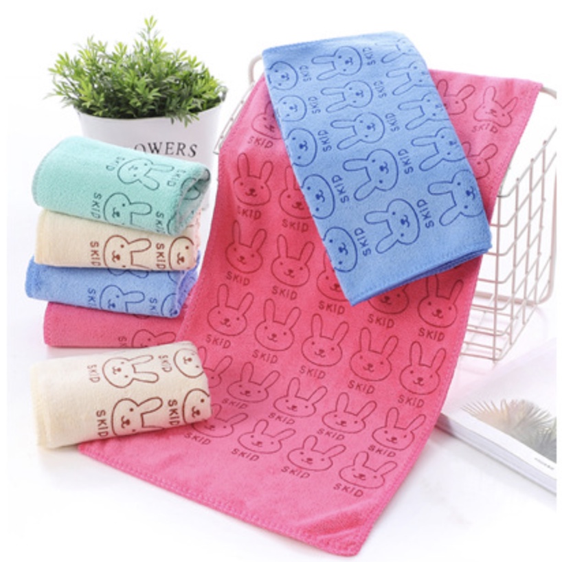 Khăn mặt siêu mềm mịn họa tiết thỏ dễ Thương, thấm hút nhanh (LOẠI DÀY) ₫25*50cm G020