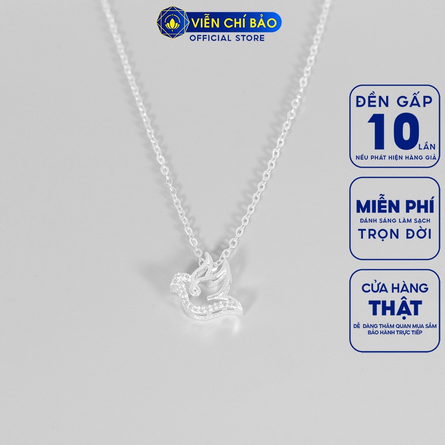 Dây chuyền bạc nữ thiên hạc đính đá chất liệu bạc 925 thời trang phụ kiện trang sức nữ Viễn Chí Bảo D400810