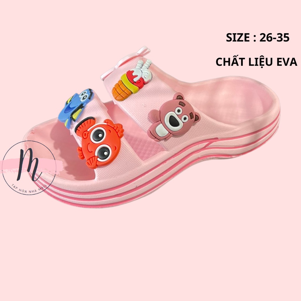 Dép bánh mì đế cong cho bé gái đủ màu kèm sticker dễ thương