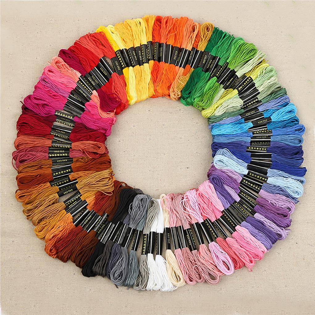 Bộ 100 / 50 / 24 Cuộn Chỉ Thêu Tranh Chữ Thập Bằng Cotton Nhẹ Nhàng Nhiều Màu Sắc