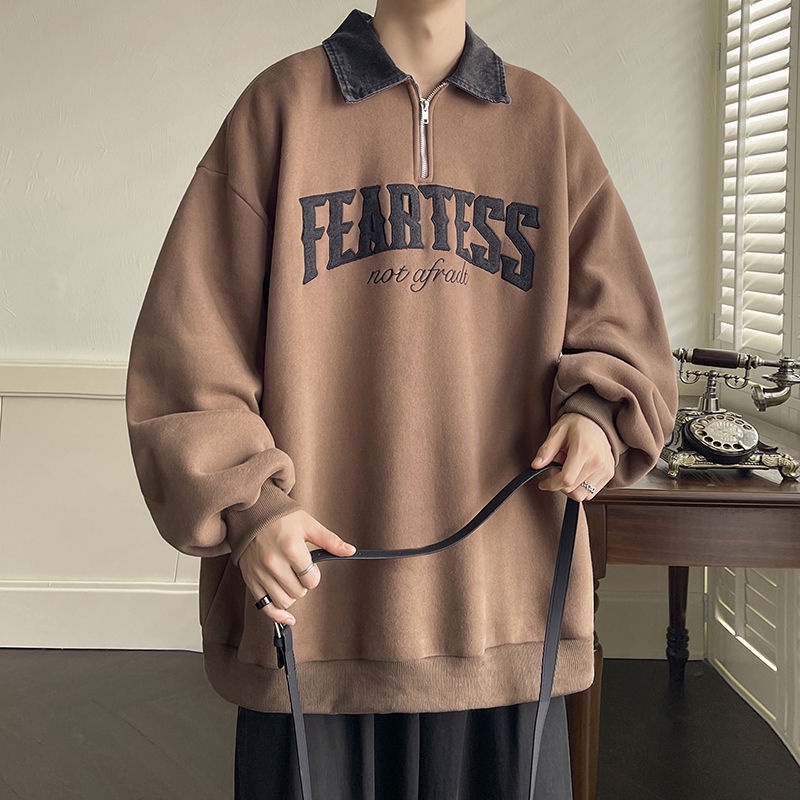 Áo Khoác Thể Thao Dáng Rộng Có Khóa Kéo Thời Trang Mùa Thu Dành Cho Nam